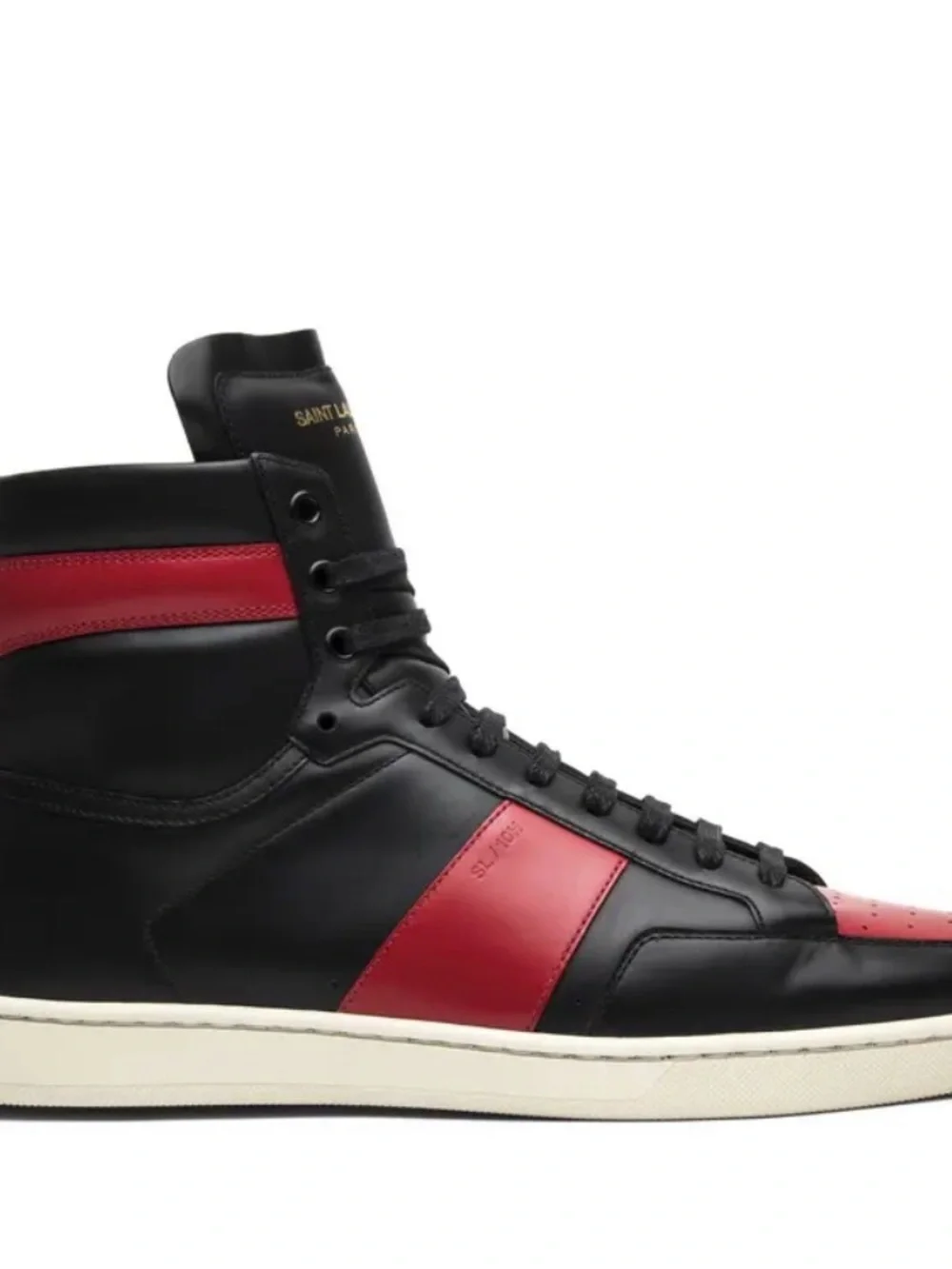 Saint Laurent Black and Red High-Top Sneakers
